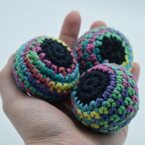 Three Handcrafted Catnip filled crocheted balls